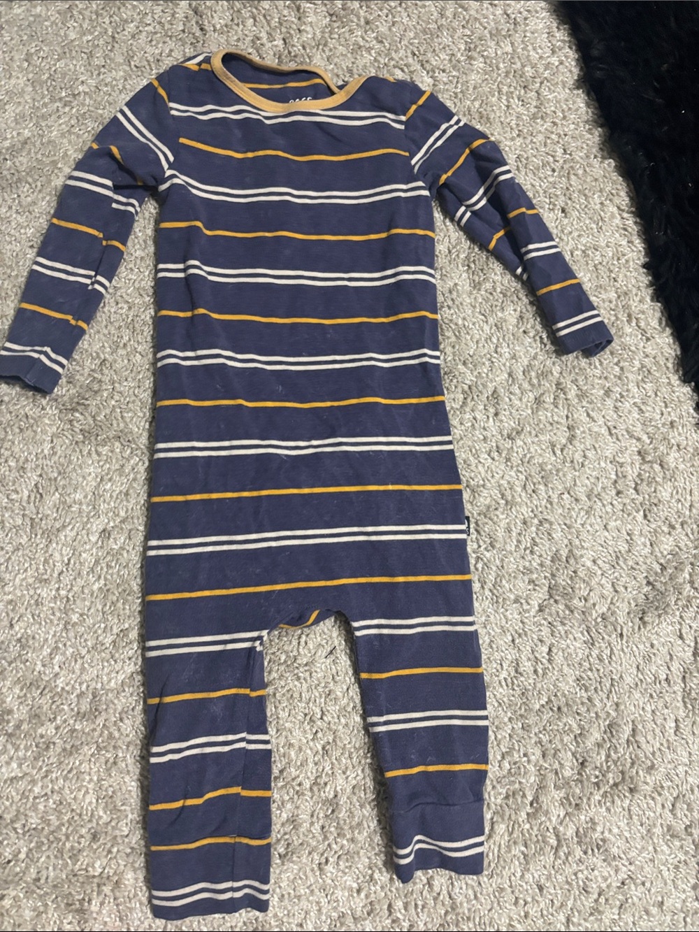 Rags to Raches Navy, Mustard & White Striped Kids Footie